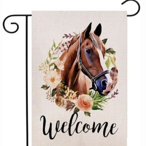 🆕Garden Flag Horse Welcome 12" X 18" Fade Resistance Printed Both Sides NWT